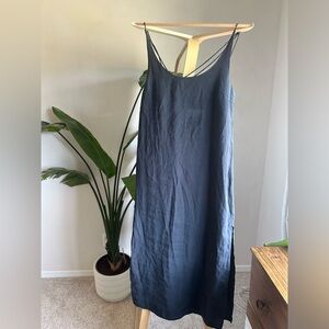 Velvety navy open back Zara midi dress M